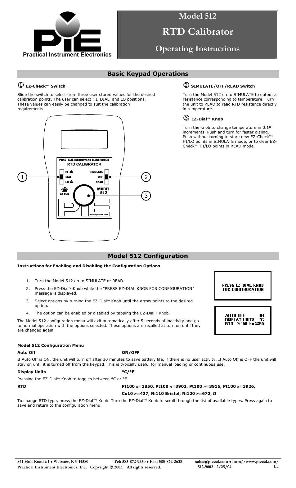 Practical Instrument Electronics 512 User Manual | 4 pages