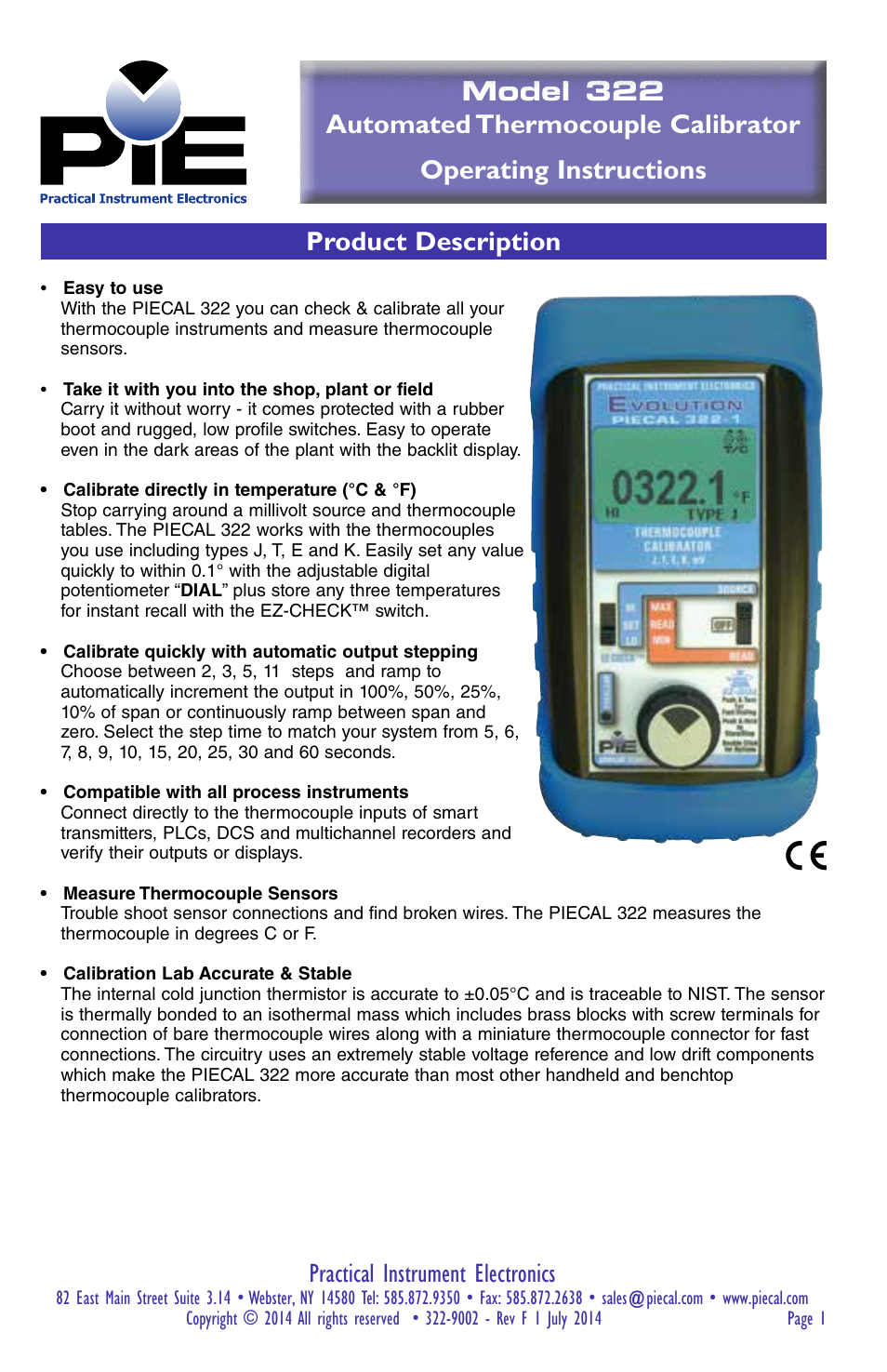 Practical Instrument Electronics 322-1 User Manual | 8 pages