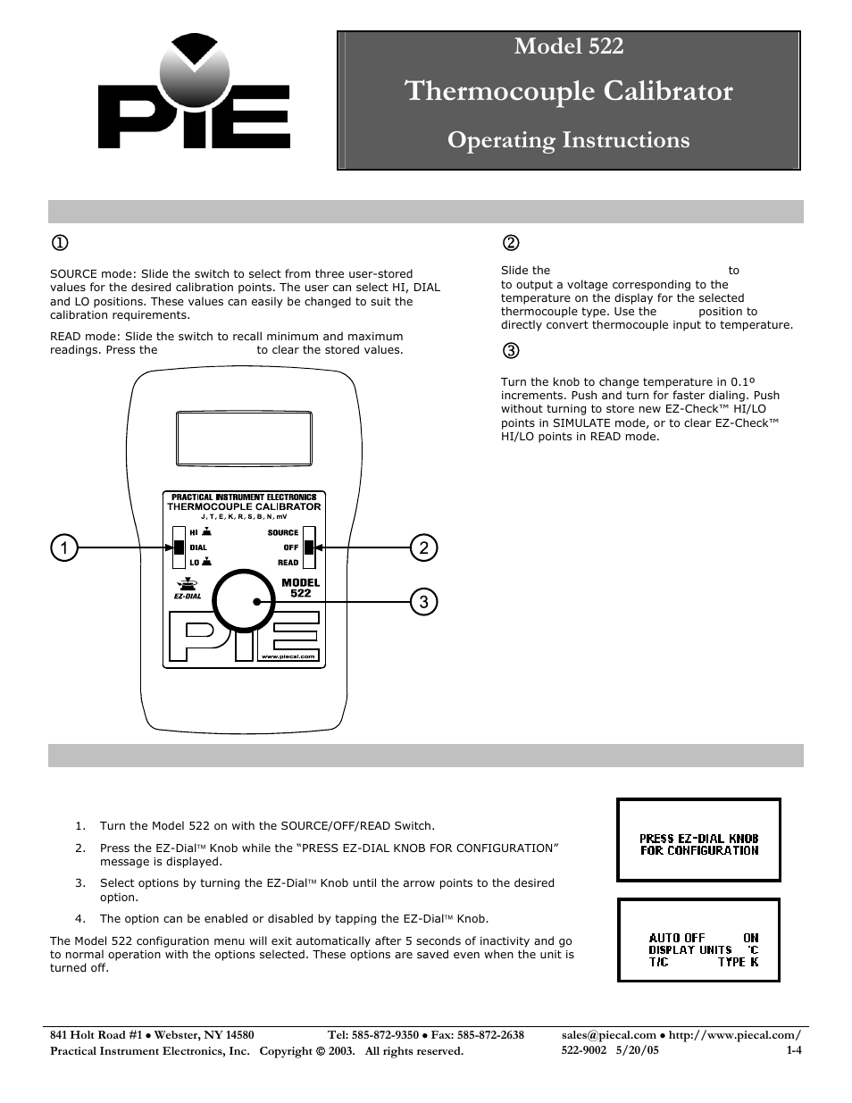 Practical Instrument Electronics 522 Rev C User Manual | 4 pages