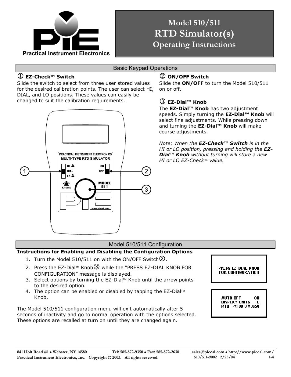Practical Instrument Electronics 510 User Manual | 4 pages