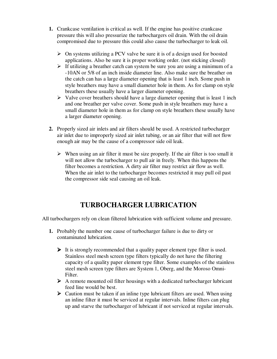 Turbocharger lubrication | Precision Turbo and Engine Turbocharger Installation Recommendations User Manual | Page 2 / 5