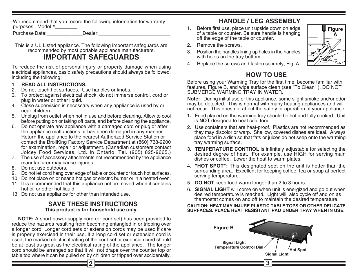 Important safeguards | Broil King 1450 User Manual | Page 2 / 2