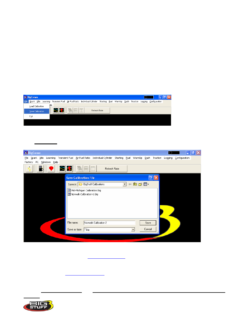 Loading and saving calibration files, Save calibration (f12 – “quick key”), Loading_and_saving_calibration_files | Save_calibration, Enter | Precision Turbo and Engine BigStuff3 GEN3 PRO SEFI System Hardware & BigComm Software User Manual | Page 124 / 138