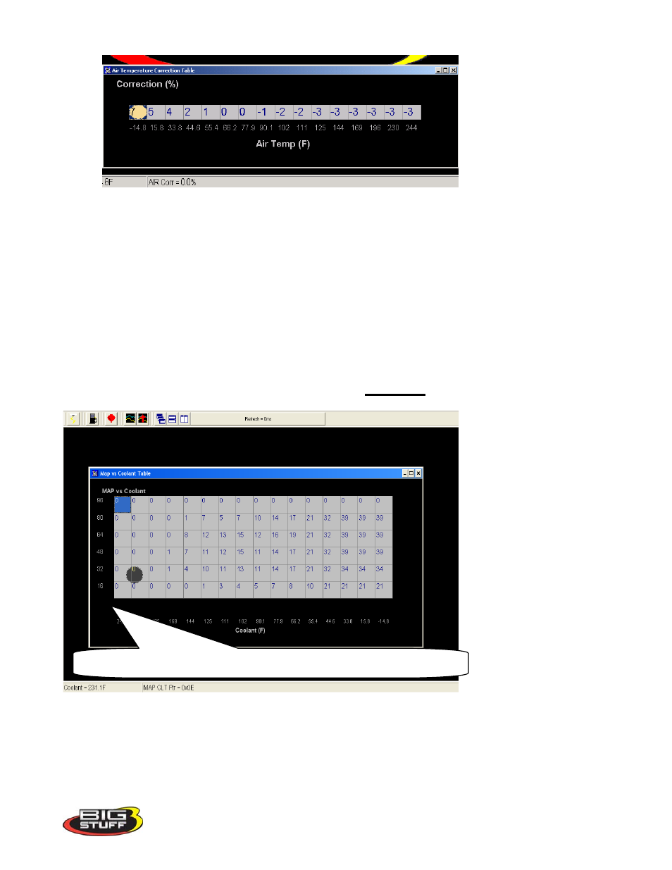 Map_vs_coolant, Map vs. coolant, Enter | Precision Turbo and Engine BigStuff3 GEN3 PRO SEFI System Hardware & BigComm Software User Manual | Page 87 / 138