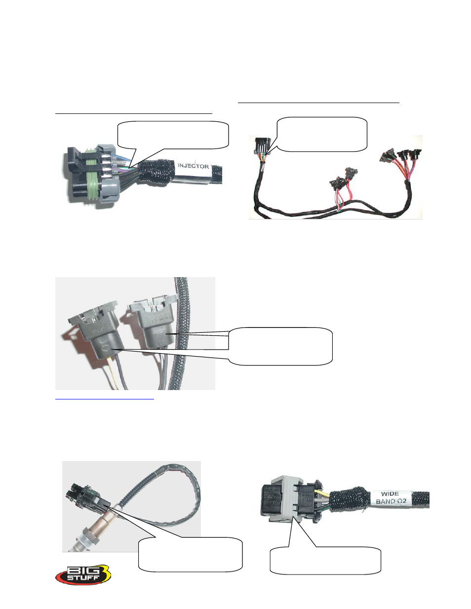 Wide band oxygen sensor installation, Injector_harness_installation, Wide_band_o2_installation | Injector_harness, Wide_band_o2 | Precision Turbo and Engine BigStuff3 GEN3 PRO SEFI (LS1) System Hardware & BigComm Software User Manual | Page 17 / 122