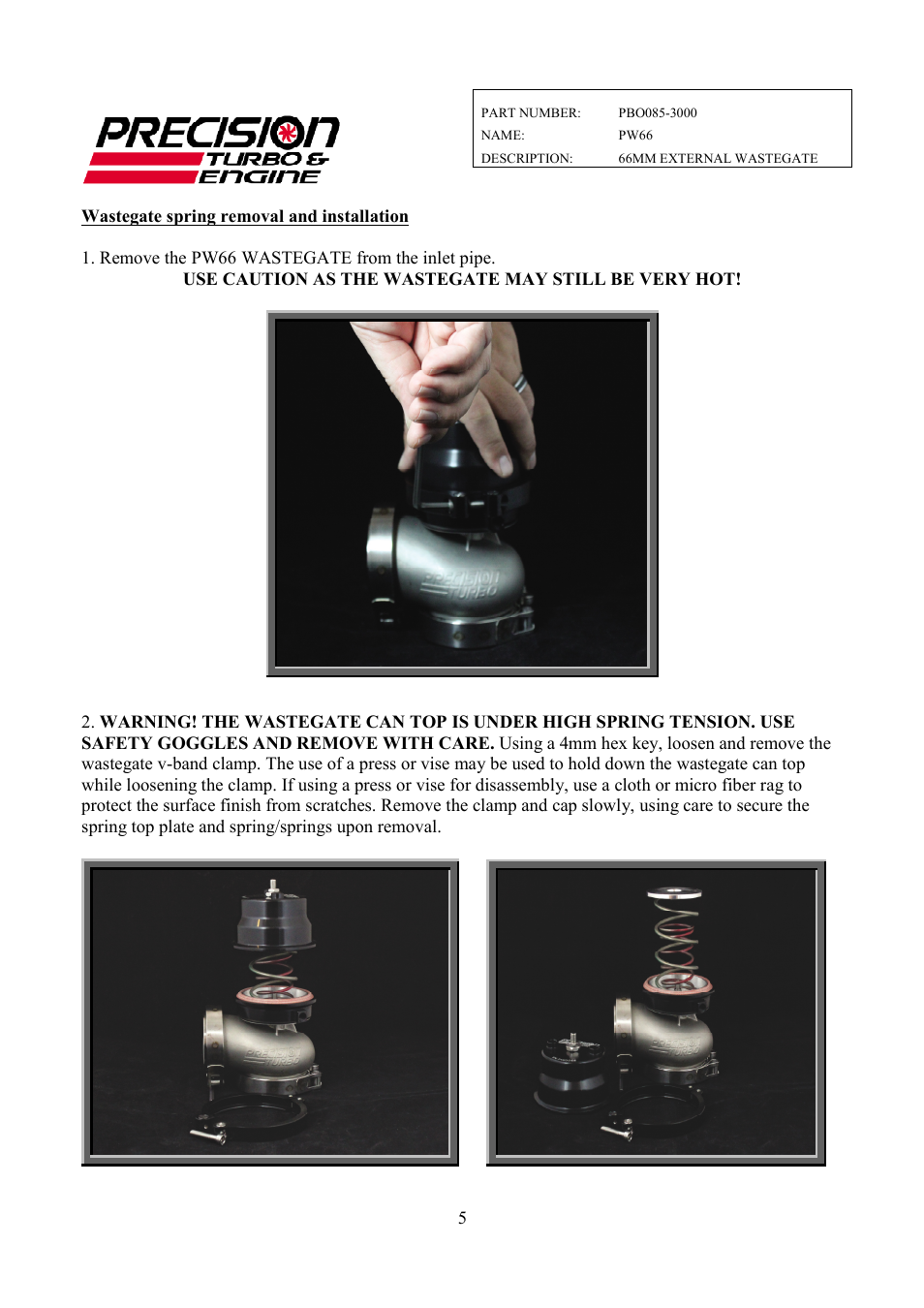 Precision Turbo and Engine Precision Turbo & Engine PW66 Wastegate User Manual | Page 5 / 9