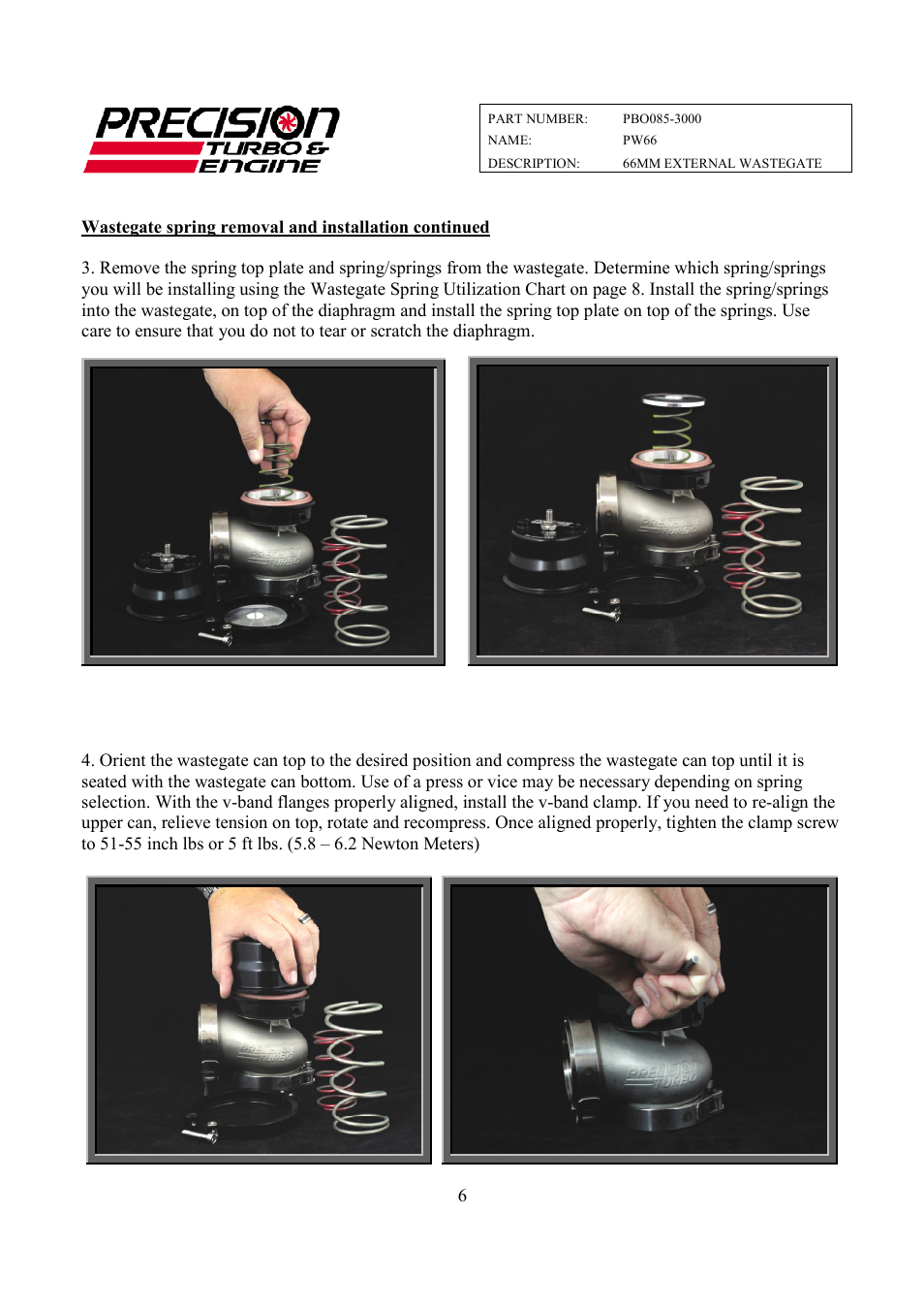 Precision Turbo and Engine Precision Turbo & Engine PW66 Wastegate User Manual | Page 6 / 9