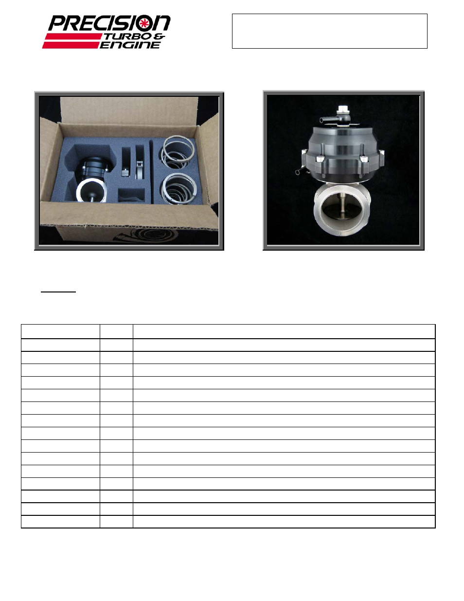 Precision Turbo and Engine Precision Turbo & Engine PW46 Wastegate User Manual | Page 2 / 9