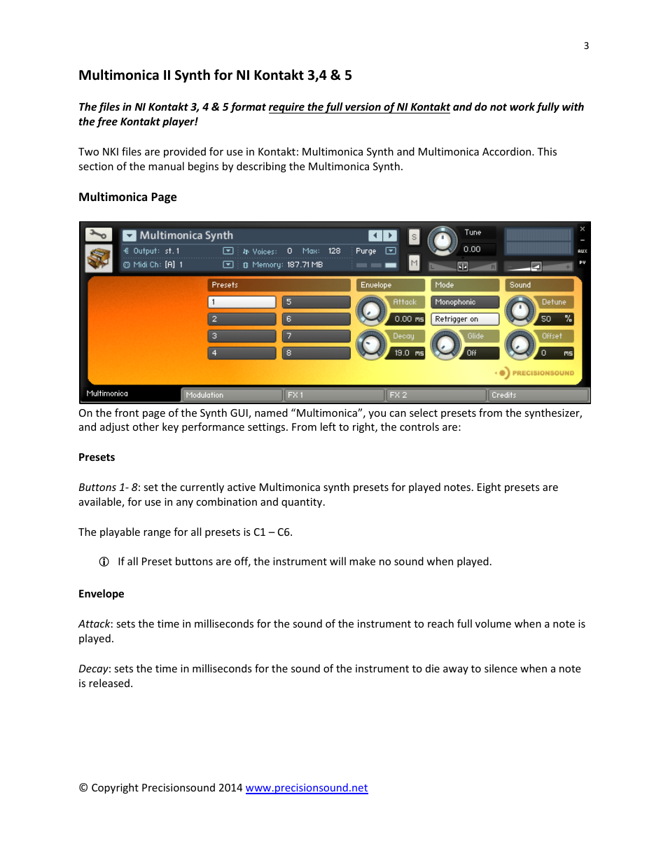 Multimonica ii synth for ni kontakt 3,4 & 5 | Precisionsound Multimonica II User Manual | Page 3 / 14