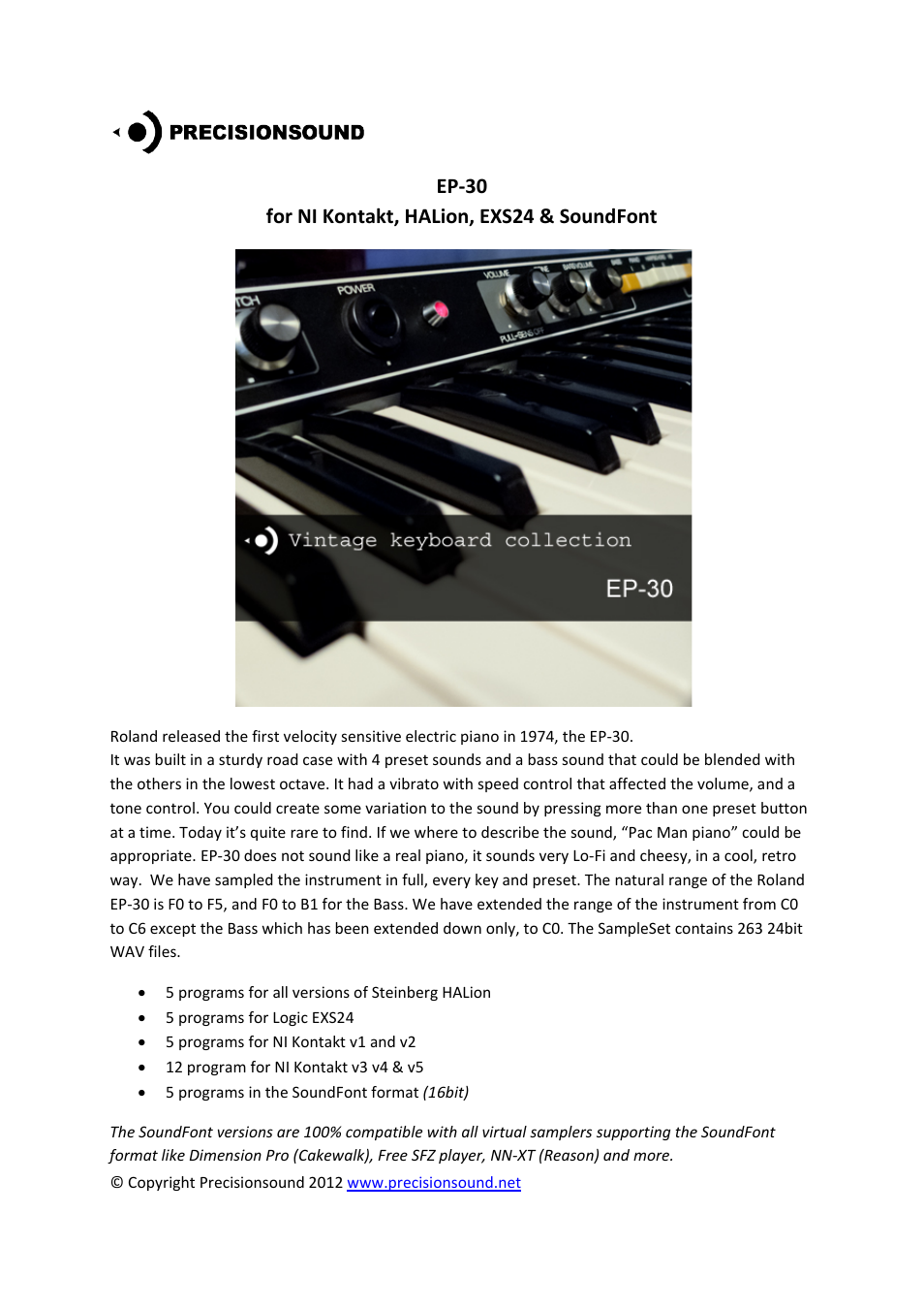 Precisionsound EP-30 User Manual | 5 pages