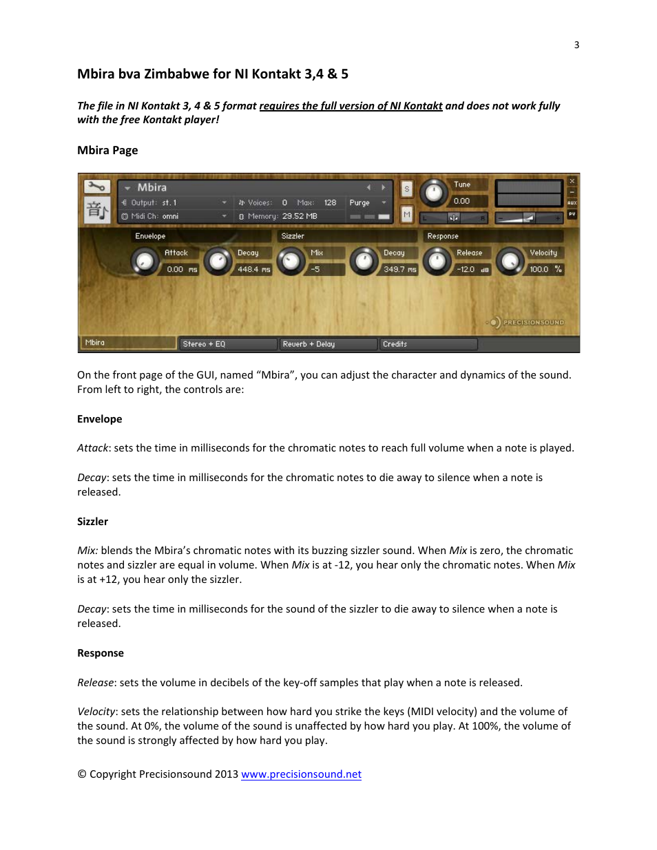 Mbira bva zimbabwe for ni kontakt 3,4 & 5 | Precisionsound Mbira bva Zimbabwe User Manual | Page 3 / 7