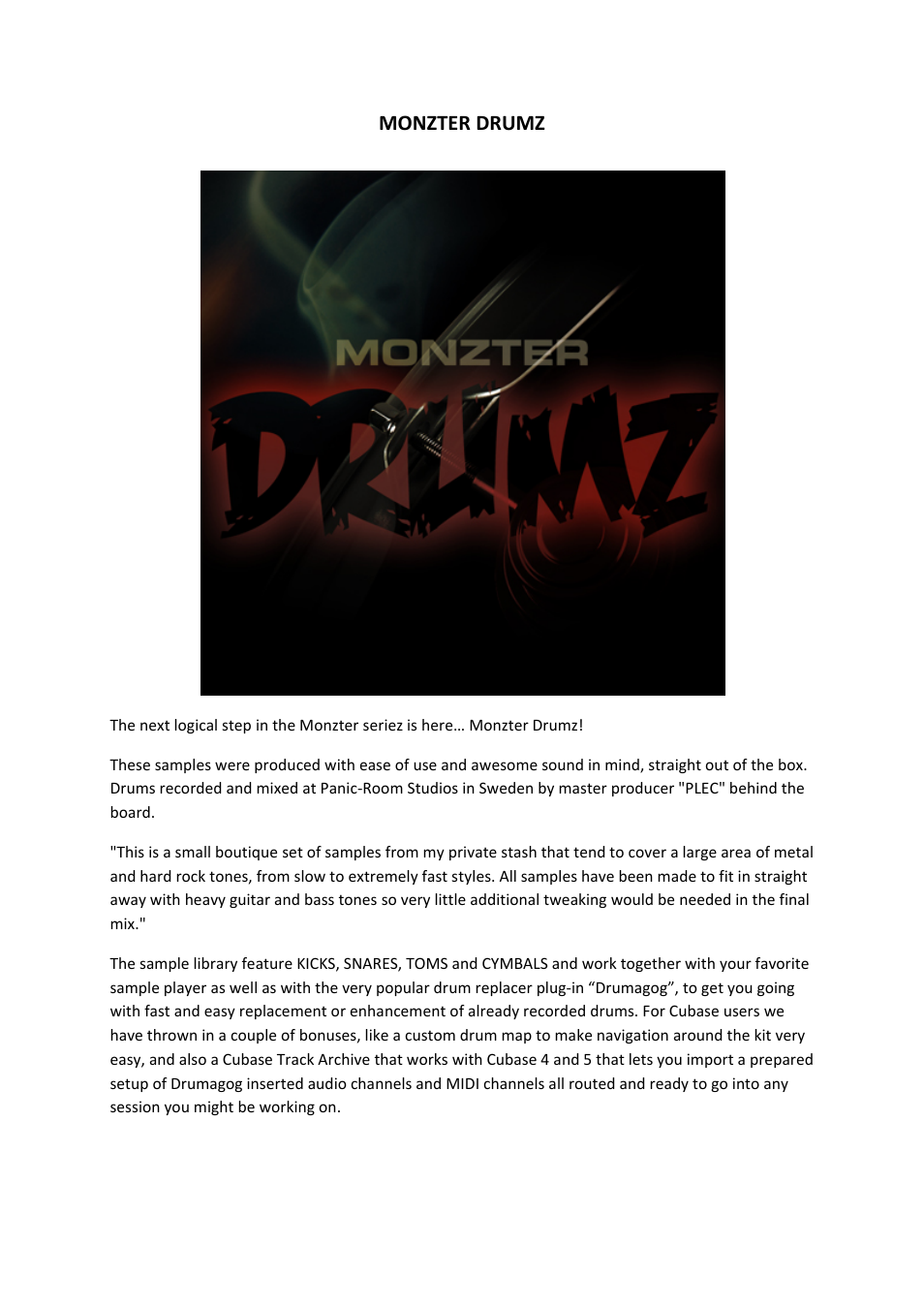 Precisionsound Monzter Drumz User Manual | 5 pages