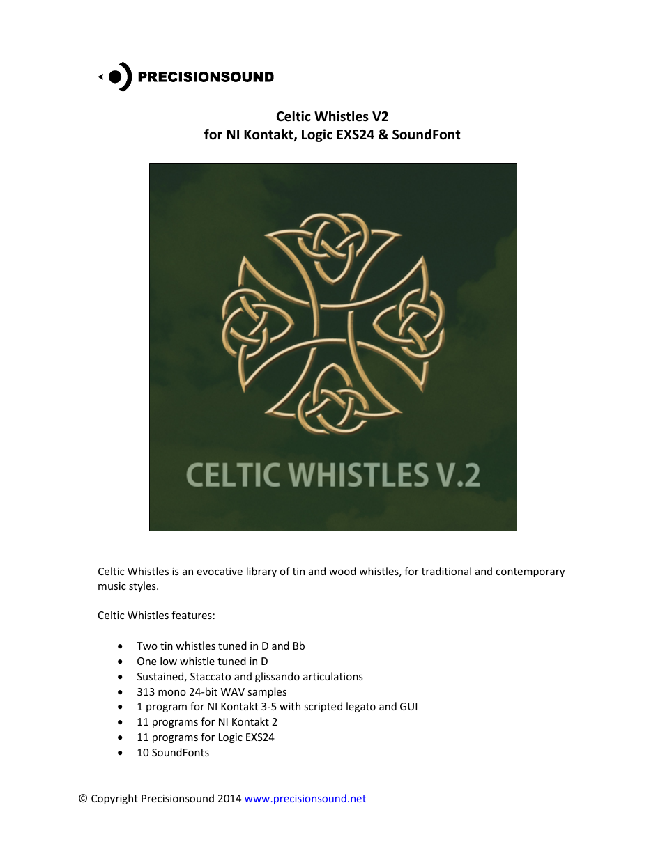 Precisionsound Celtic Whistles User Manual | 8 pages