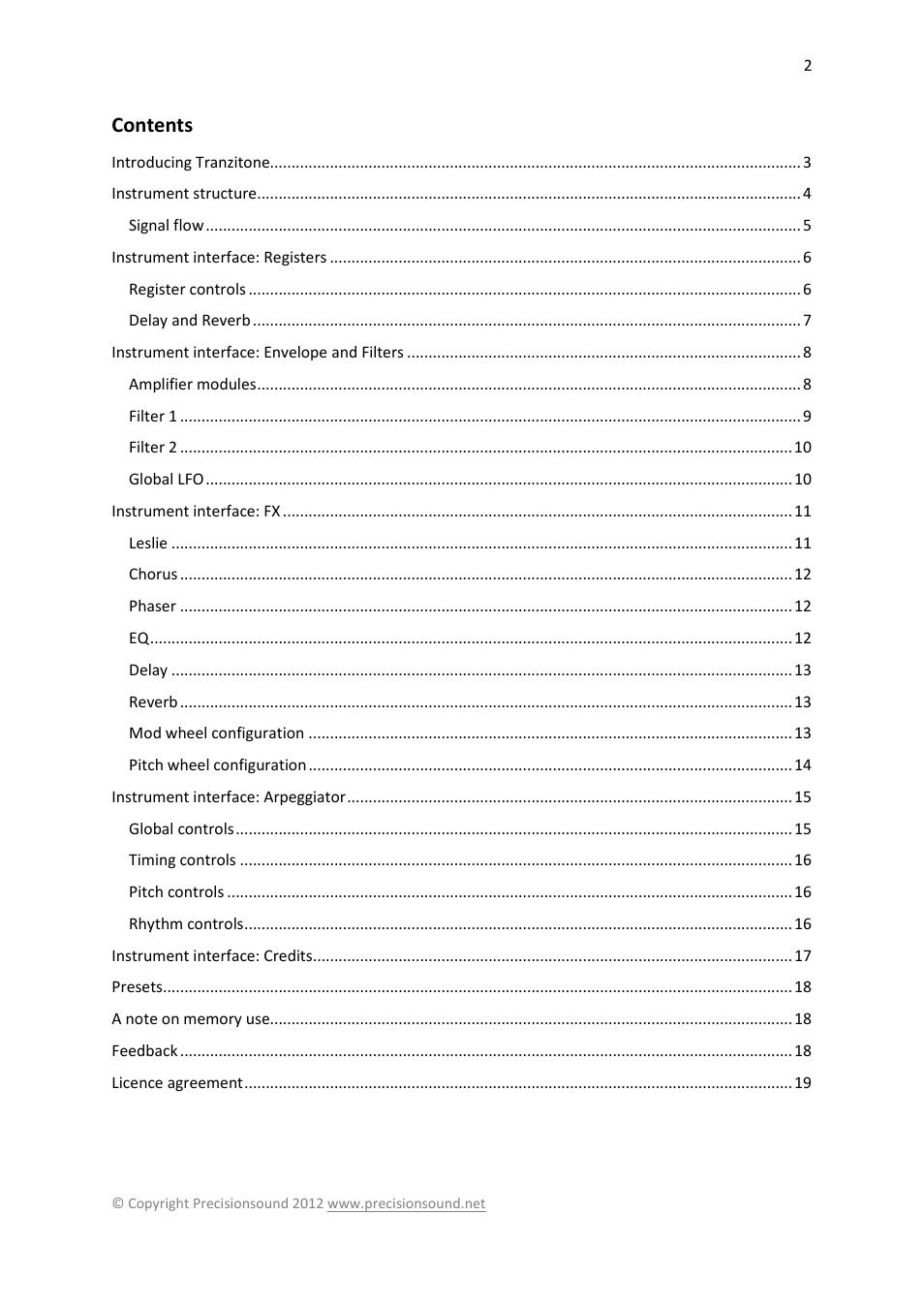 Precisionsound Tranzitone User Manual | Page 2 / 19