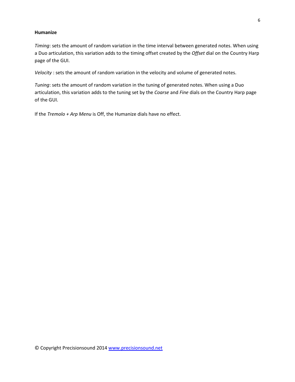 Precisionsound Country Harp User Manual | Page 6 / 10