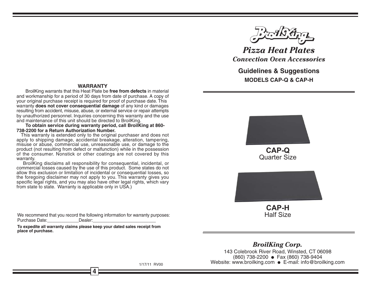 Broil King RV00 User Manual | 2 pages