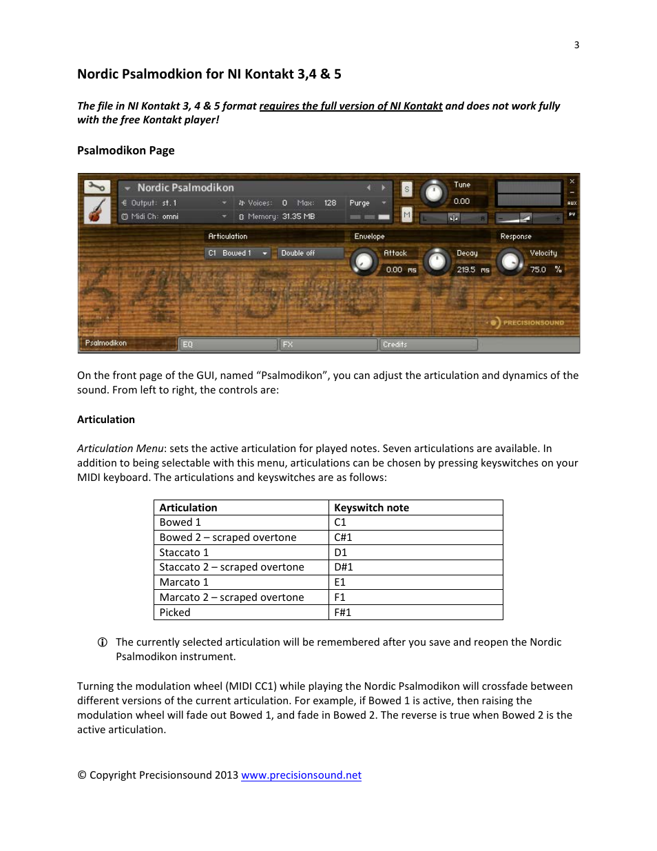 Nordic psalmodkion for ni kontakt 3,4 & 5 | Precisionsound Nordic Psalmodikon User Manual | Page 3 / 8