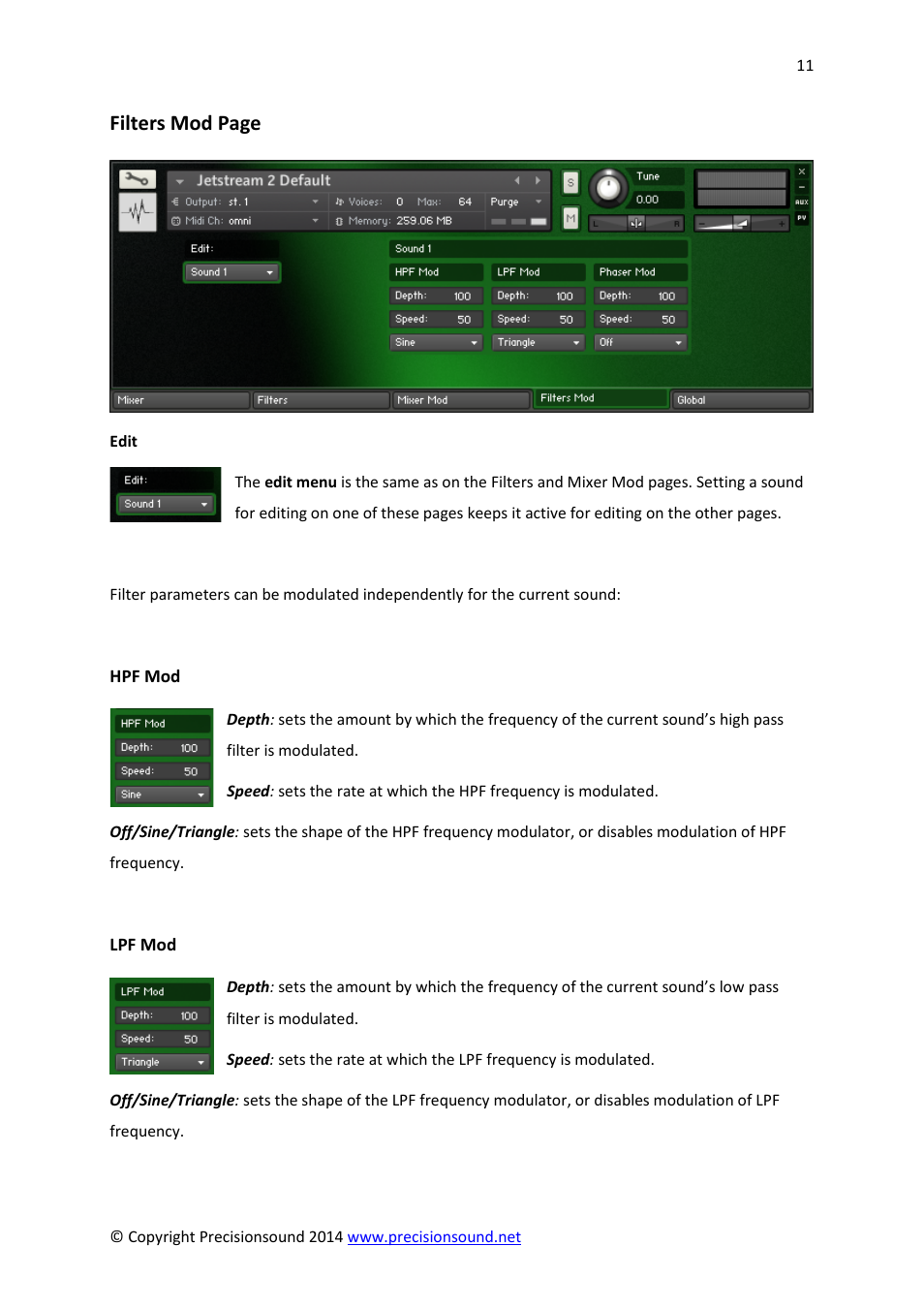 Filters mod page | Precisionsound Jetstream 2 User Manual | Page 11 / 17