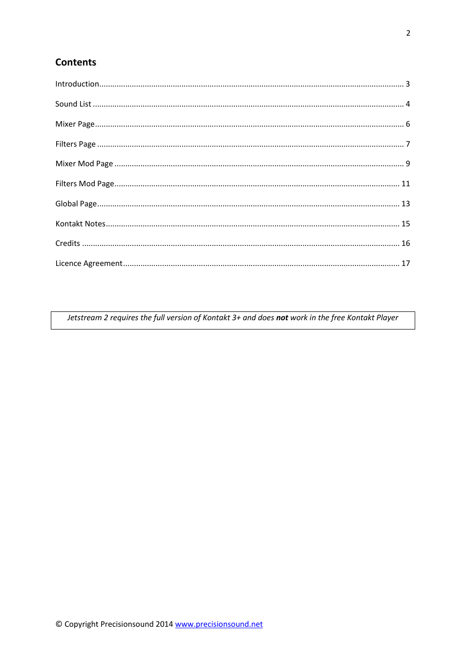 Precisionsound Jetstream 2 User Manual | Page 2 / 17