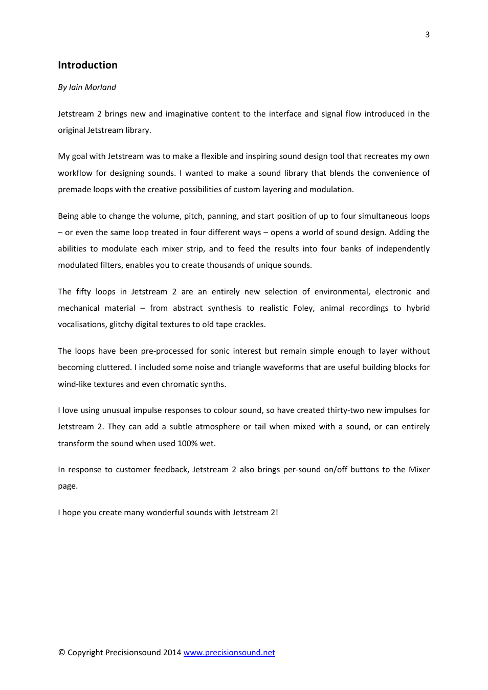 Introduction | Precisionsound Jetstream 2 User Manual | Page 3 / 17