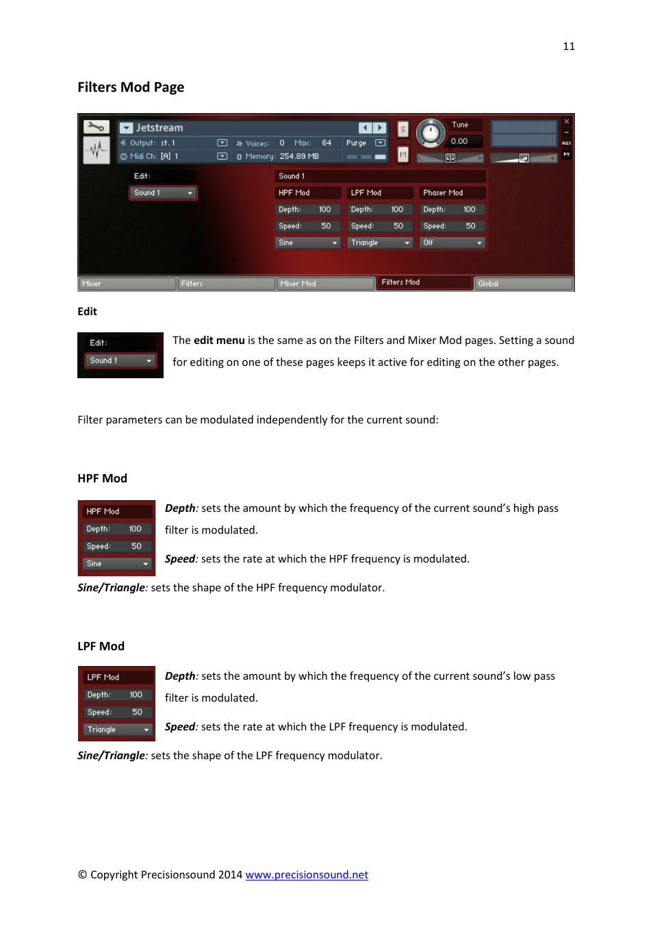 Filters mod page | Precisionsound Jetstream User Manual | Page 11 / 17
