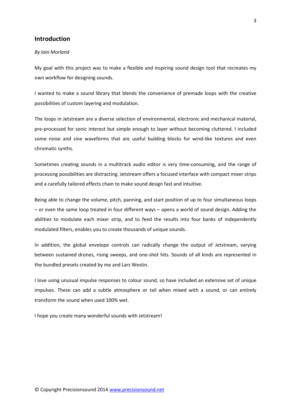 Introduction | Precisionsound Jetstream User Manual | Page 3 / 17