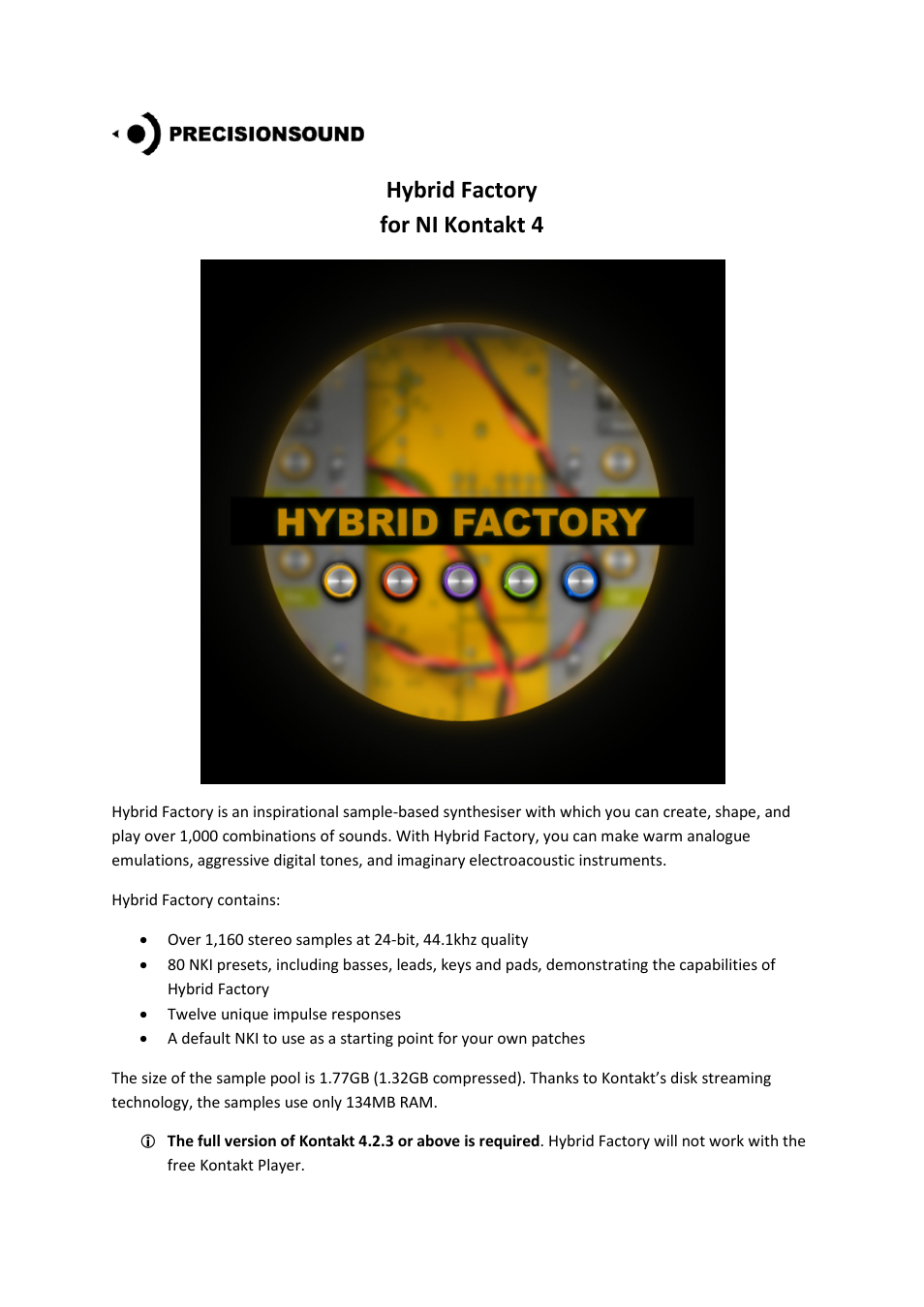 Precisionsound Hybrid Factory User Manual | 11 pages