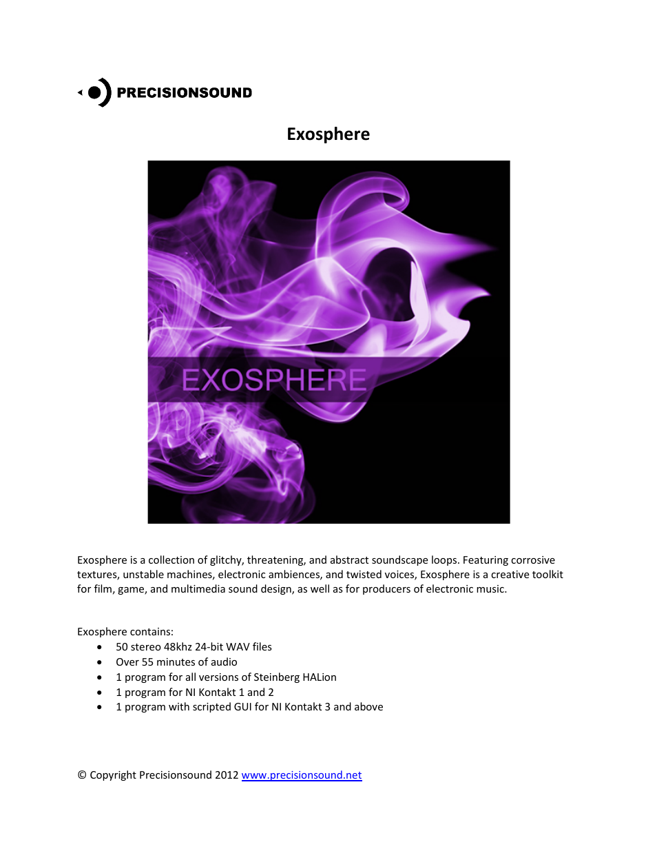 Precisionsound Exosphere User Manual | 4 pages