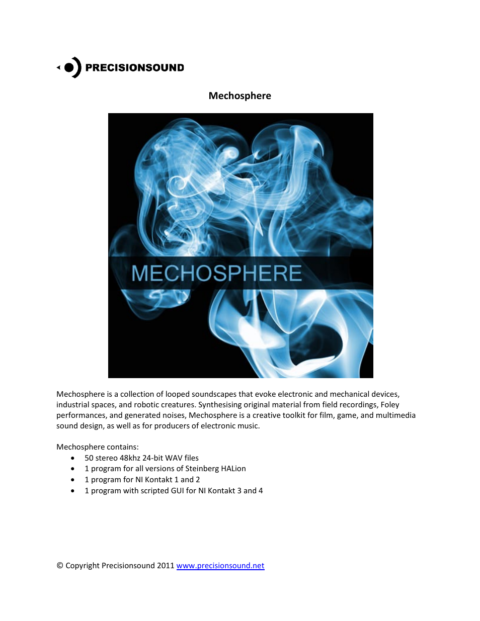 Precisionsound Mechosphere User Manual | 4 pages