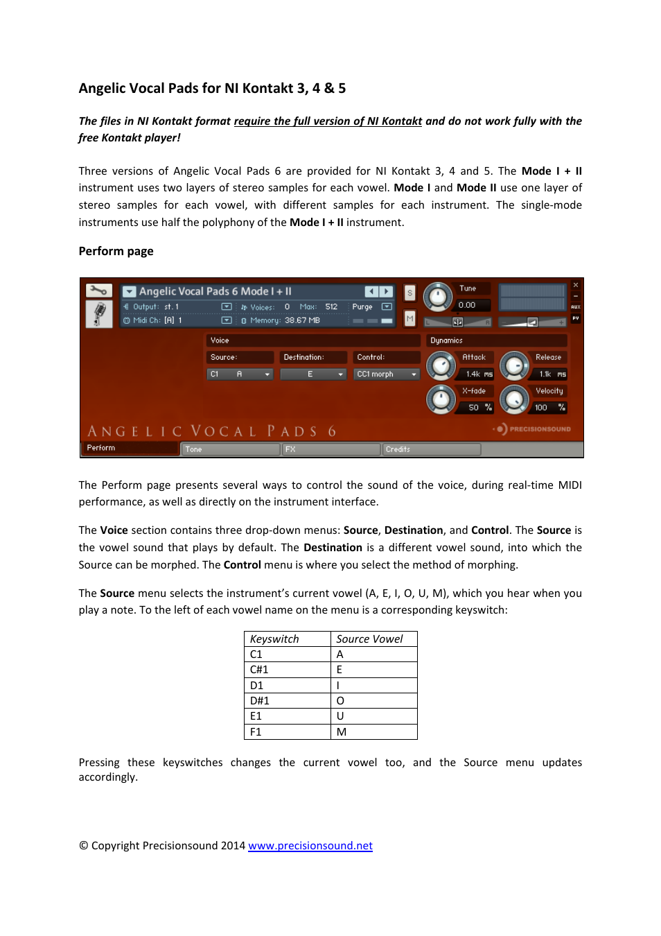 Angelic vocal pads for ni kontakt 3, 4 & 5 | Precisionsound Angelic Vocal Pads 6 User Manual | Page 2 / 9