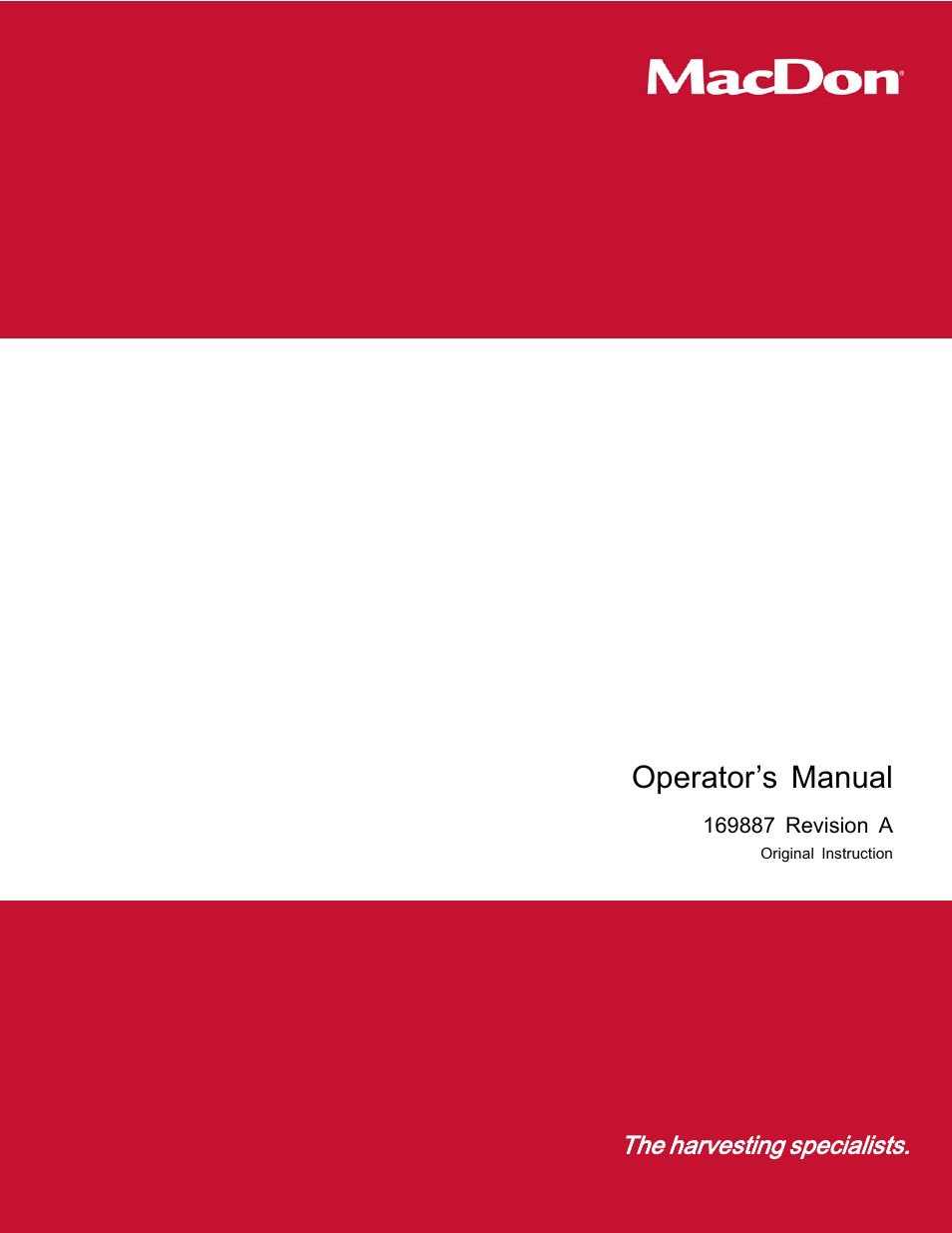 MacDon M205 Operators Manual User Manual | 482 pages