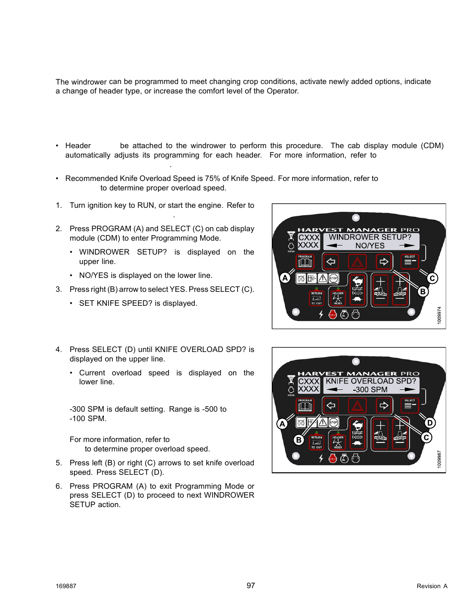 8programming the windrower, Setting the knife overload speed, Programming the windrower | 8 programming the windrower | MacDon M205 Operators Manual User Manual | Page 113 / 482