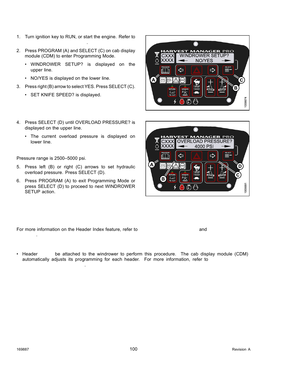 Setting the header index mode | MacDon M205 Operators Manual User Manual | Page 116 / 482
