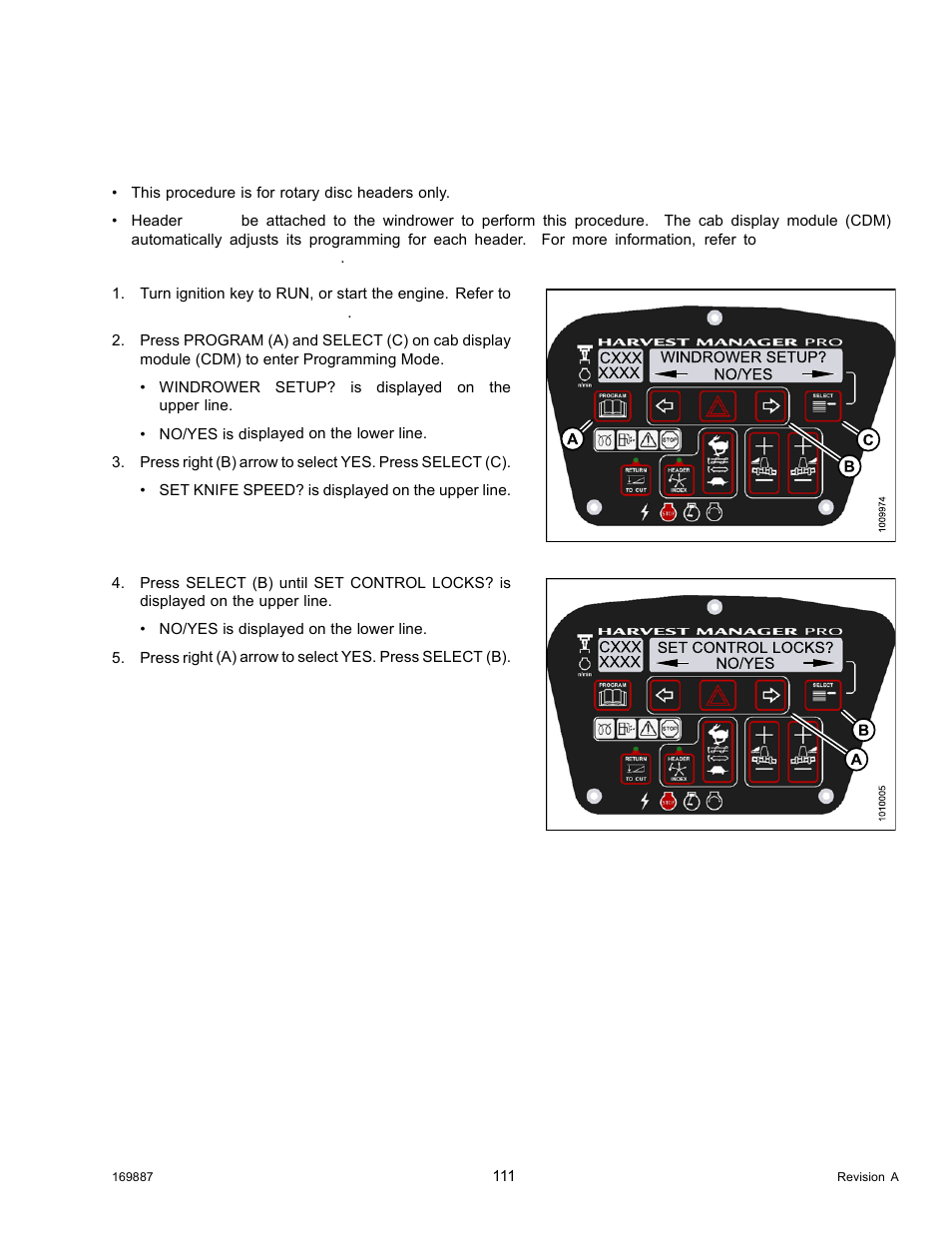 Activating rotary disc speed control lock out | MacDon M205 Operators Manual User Manual | Page 127 / 482