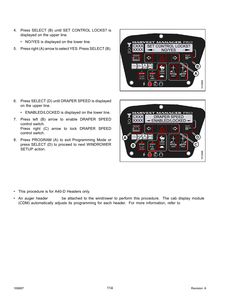 Activating the auger speed control lock out | MacDon M205 Operators Manual User Manual | Page 130 / 482