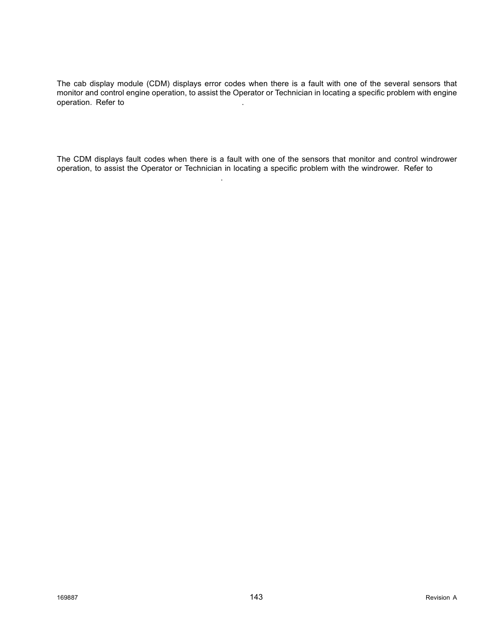 13engine error codes, Engine error codes, 13 engine error codes | MacDon M205 Operators Manual User Manual | Page 159 / 482