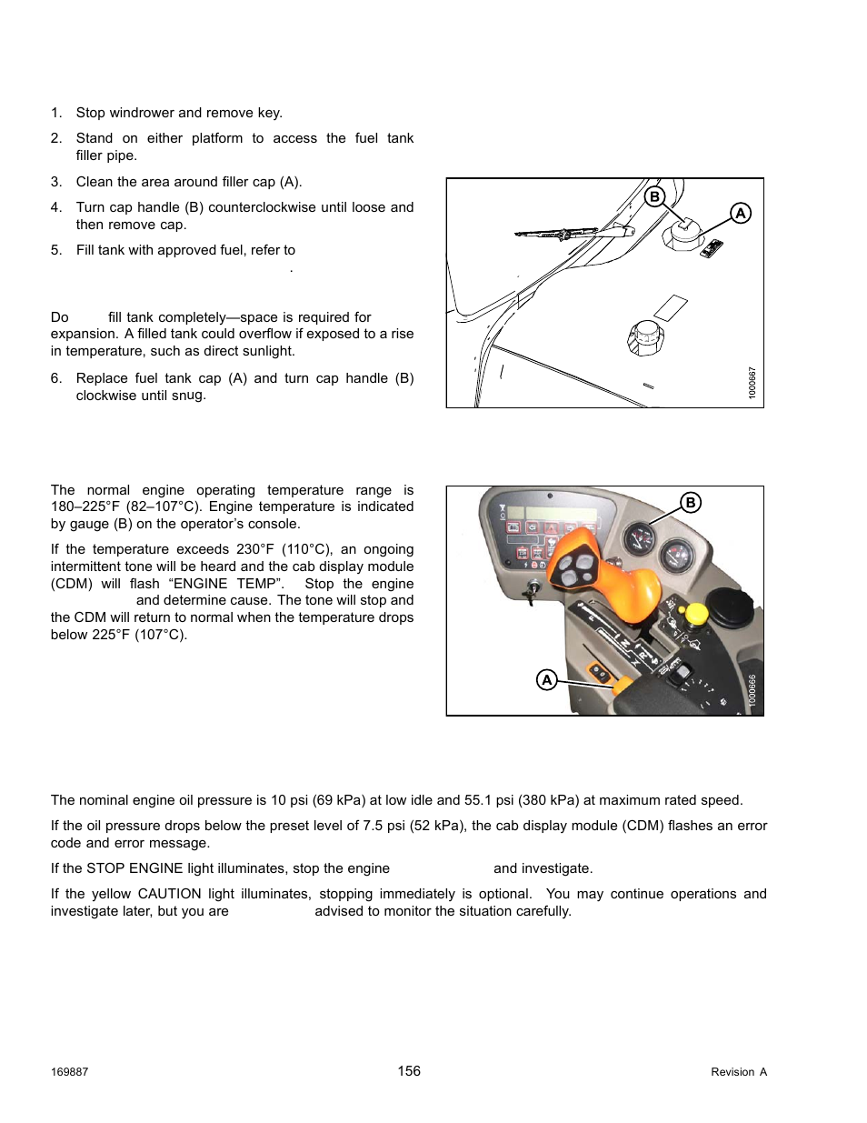 Engine temperature, Engine oil pressure | MacDon M205 Operators Manual User Manual | Page 172 / 482