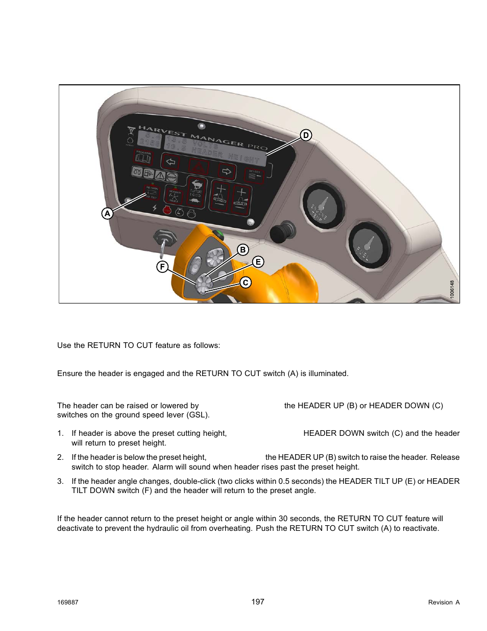 Using the return to cut feature | MacDon M205 Operators Manual User Manual | Page 213 / 482