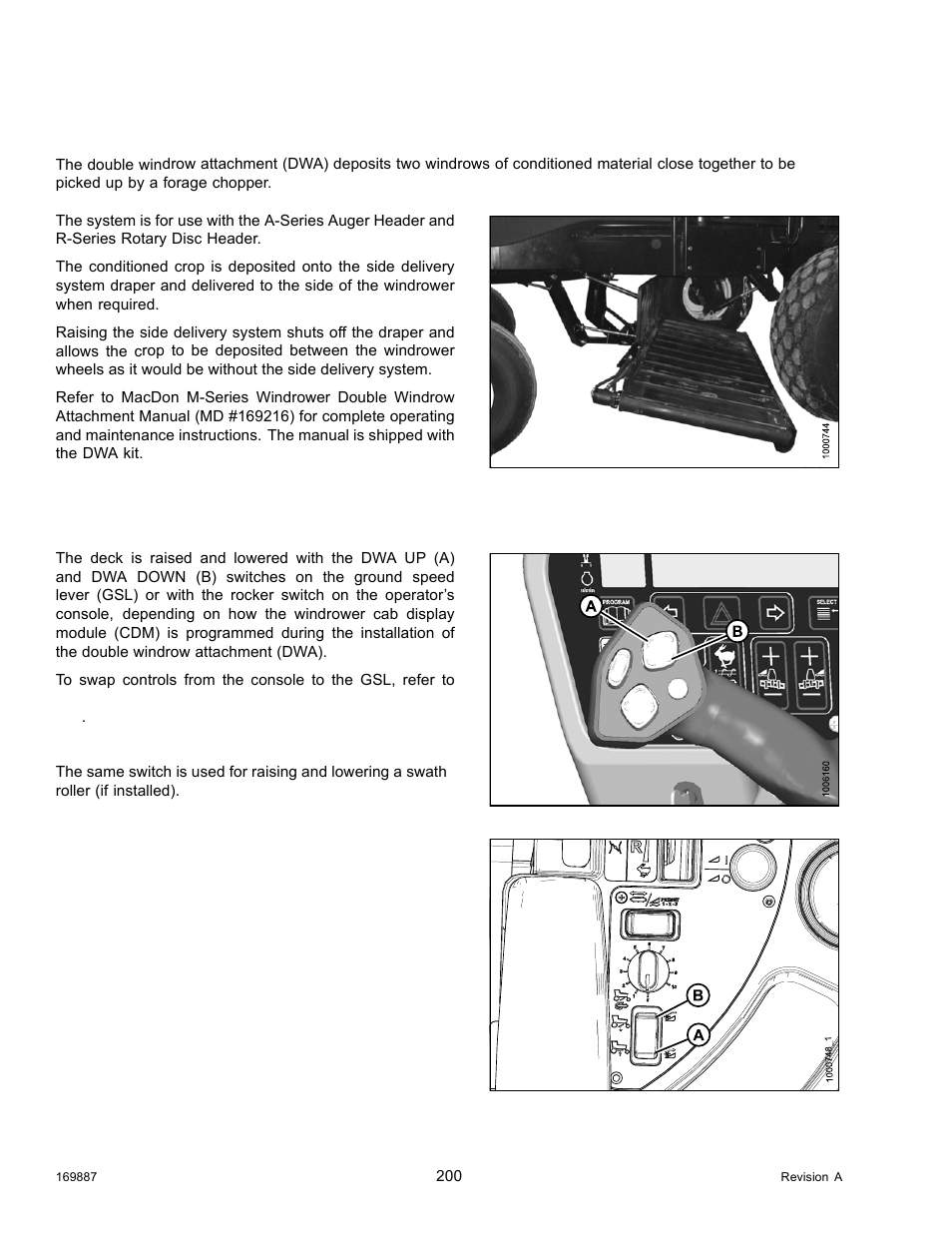 10double windrowing, Double windrow attachment (dwa) deck position, Double windrowing | 10 double windrowing | MacDon M205 Operators Manual User Manual | Page 216 / 482