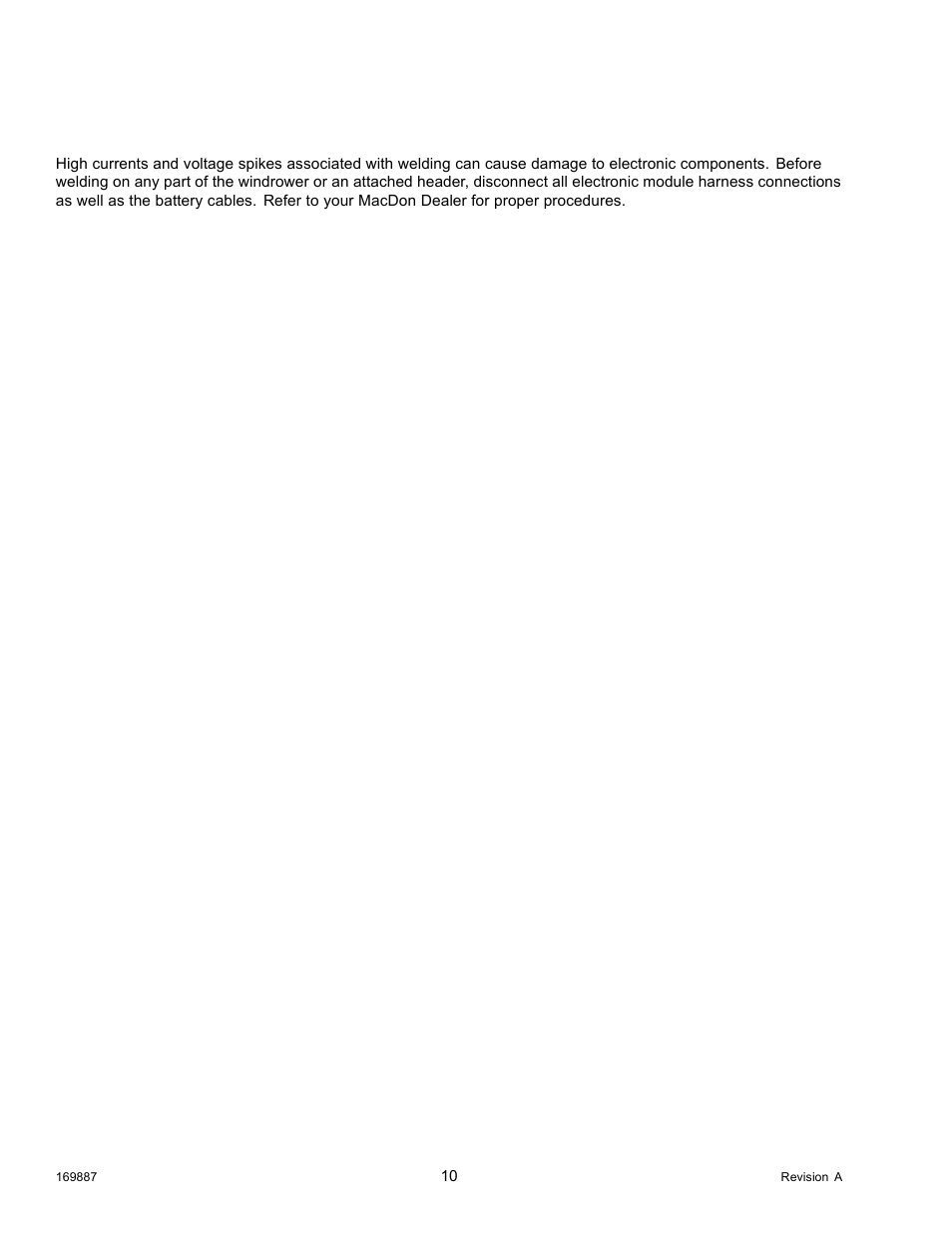 8welding precaution, Welding precaution, 8 welding precaution | MacDon M205 Operators Manual User Manual | Page 26 / 482