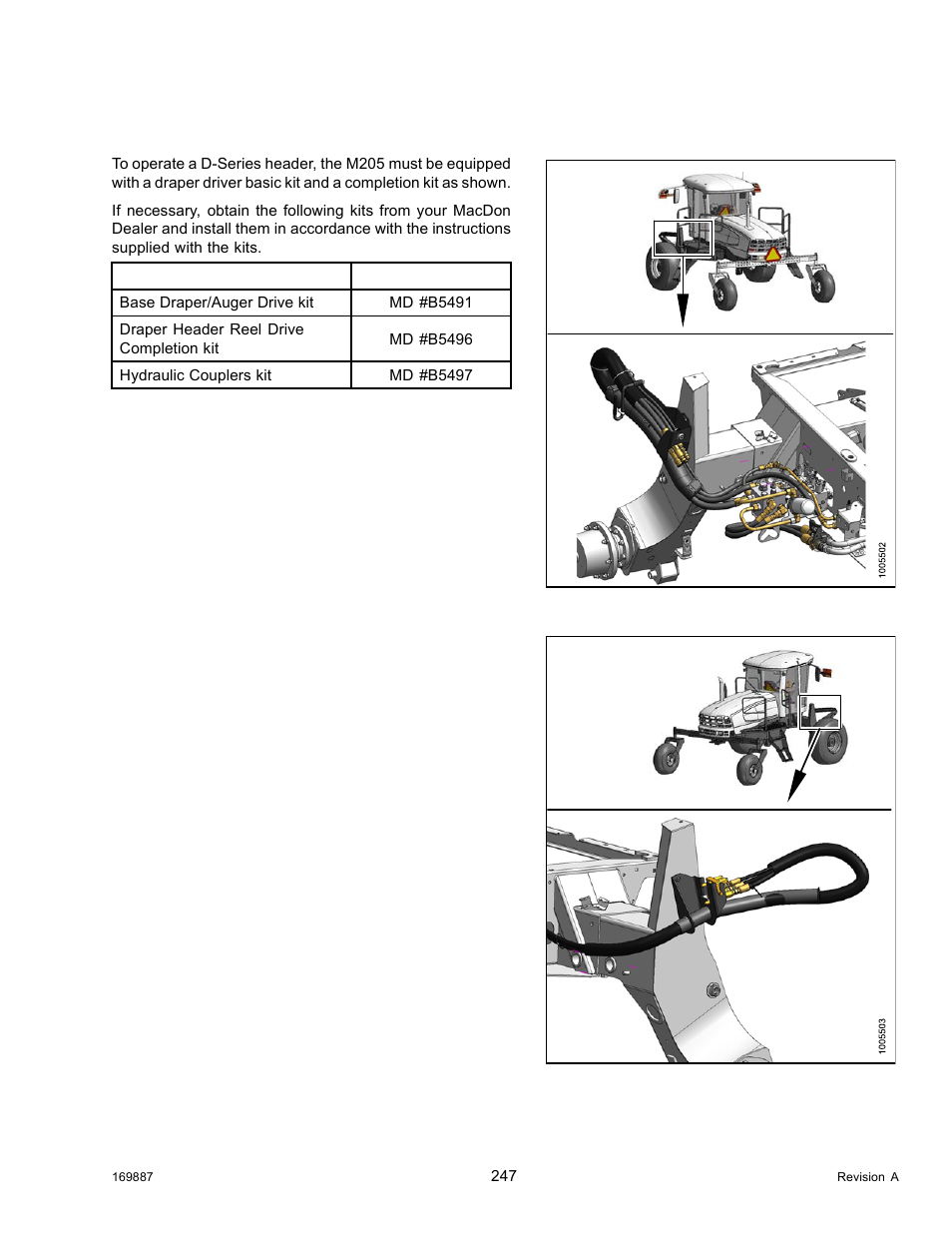 6operating with a d-series header, Operating with a d-series header, 6 operating with a d-series header | MacDon M205 Operators Manual User Manual | Page 263 / 482