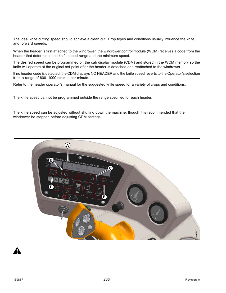 3knife speed, Setting knife speed “on the go, Knife speed | 3 knife speed, Caution | MacDon M205 Operators Manual User Manual | Page 282 / 482