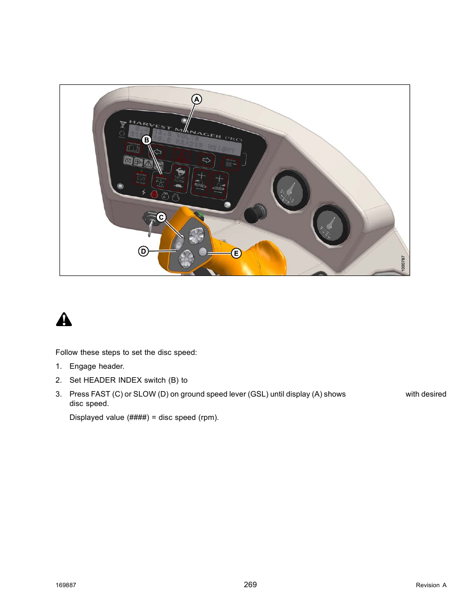 Setting disc speed, Caution | MacDon M205 Operators Manual User Manual | Page 285 / 482