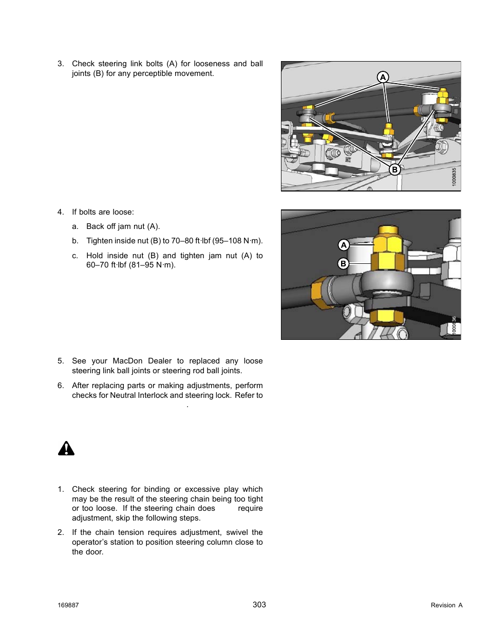 Checking steering chain tension, Danger | MacDon M205 Operators Manual User Manual | Page 319 / 482