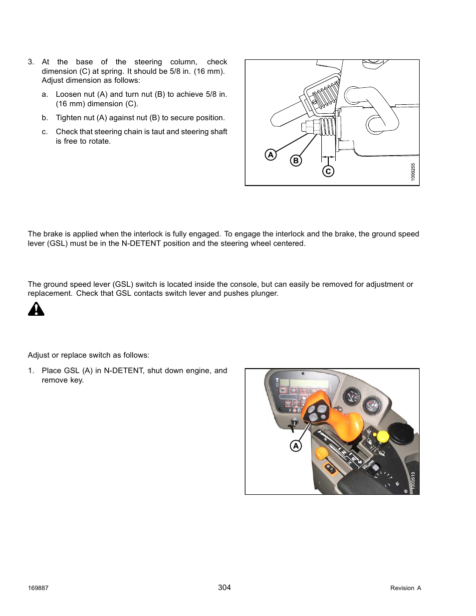 5park brake, Adjusting and replacing interlock switch, Park brake | 5 park brake, Danger | MacDon M205 Operators Manual User Manual | Page 320 / 482