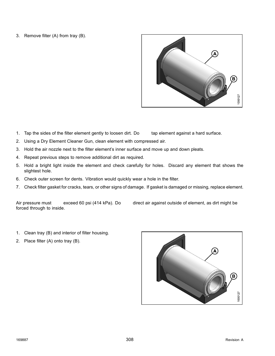 Inspecting and cleaning fresh air filter element, Installing fresh air filter | MacDon M205 Operators Manual User Manual | Page 324 / 482