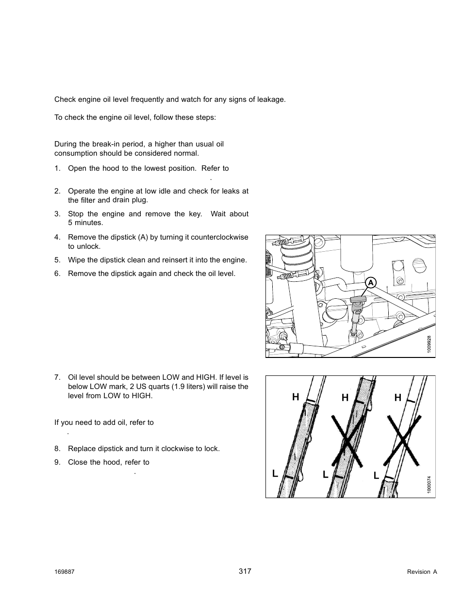 Engine oil, Checking engine oil level, Checking engine | MacDon M205 Operators Manual User Manual | Page 333 / 482