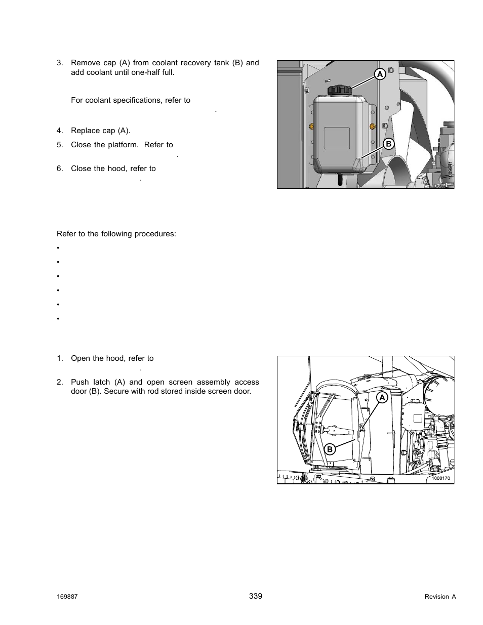 Maintaining engine cooling box, Opening cooler box screen | MacDon M205 Operators Manual User Manual | Page 355 / 482