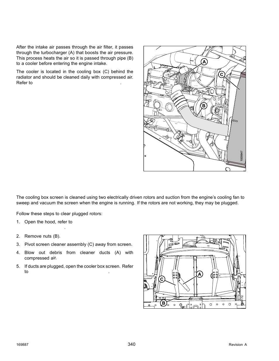 Charge air cooling, Cleaning screens and coolers | MacDon M205 Operators Manual User Manual | Page 356 / 482