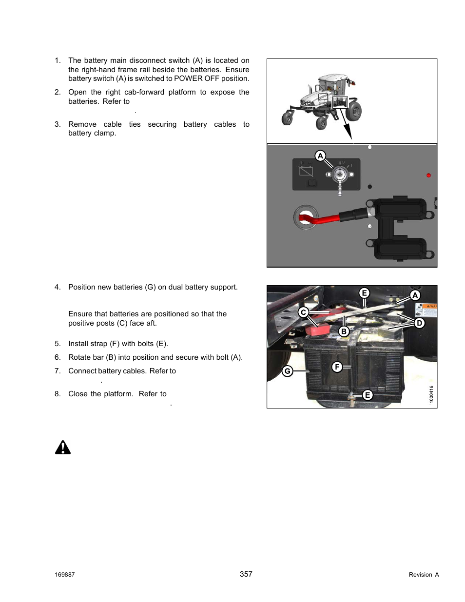 Connecting batteries, Danger | MacDon M205 Operators Manual User Manual | Page 373 / 482